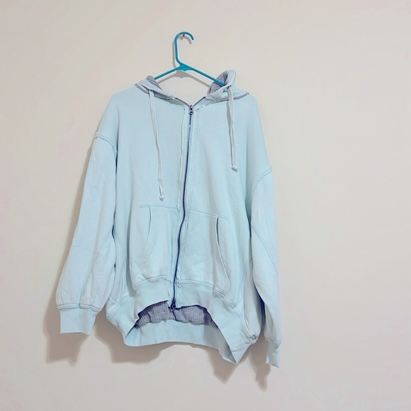 Free People We The Free jacket zip up Thermal hoodie jacket size M light green - Picture 4 of 14